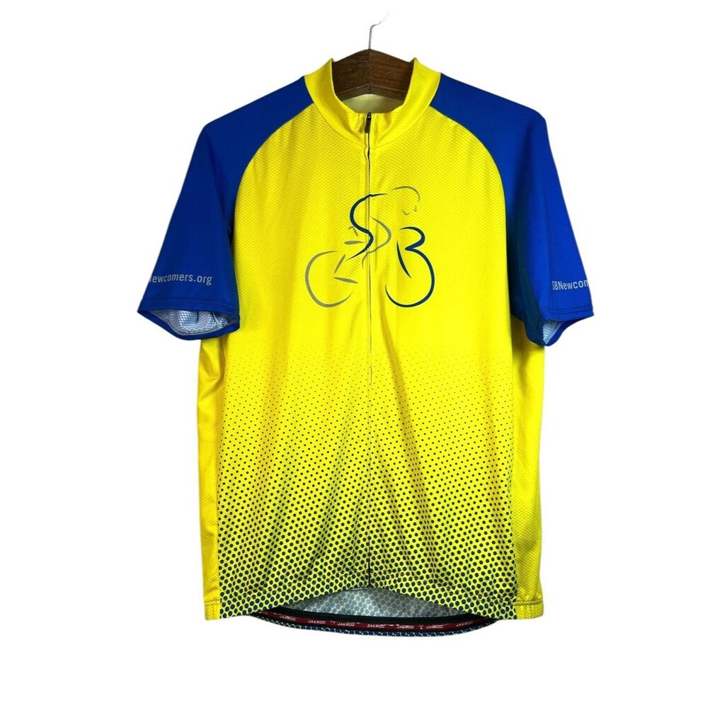 Santa Barbara Newcomers Club Mens Yellow Blue Cycling Jersey Outdoor Size XL
